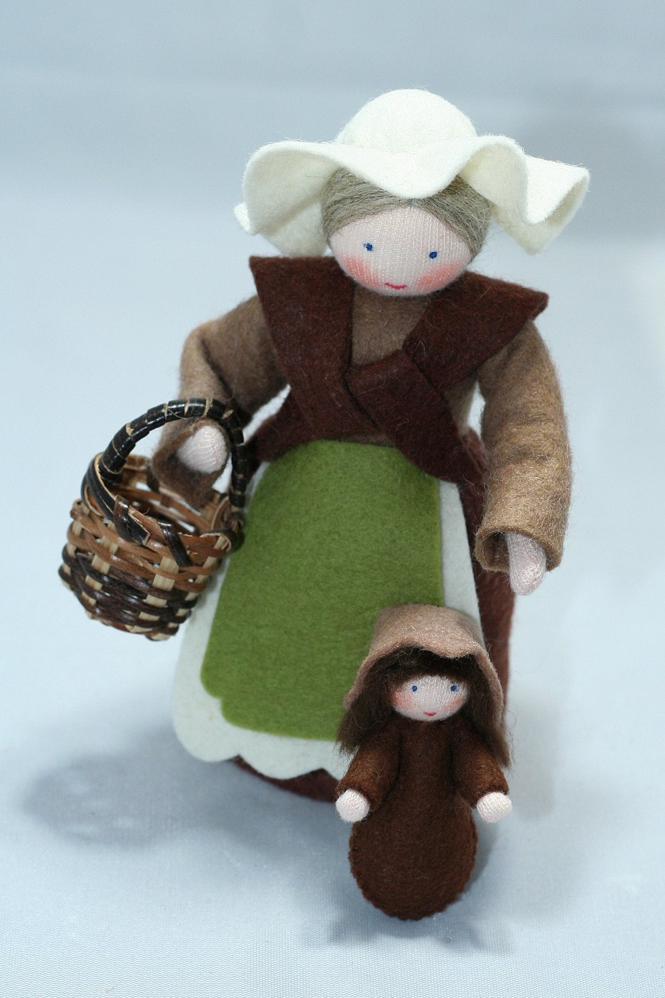 Mother Earth with Baby Seed Felted Waldorf Doll