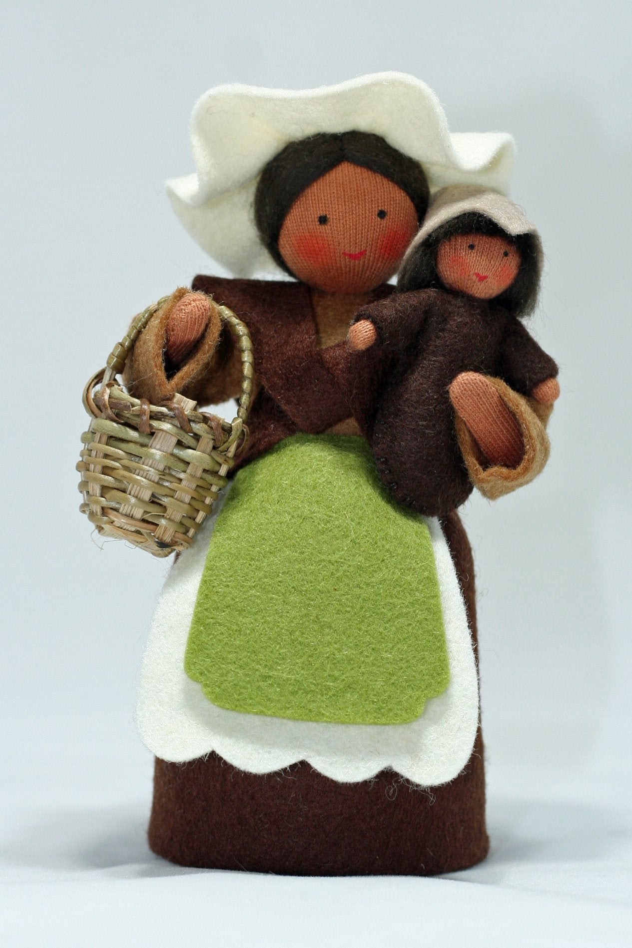 Mother Earth with Baby Seed Felted Waldorf Doll