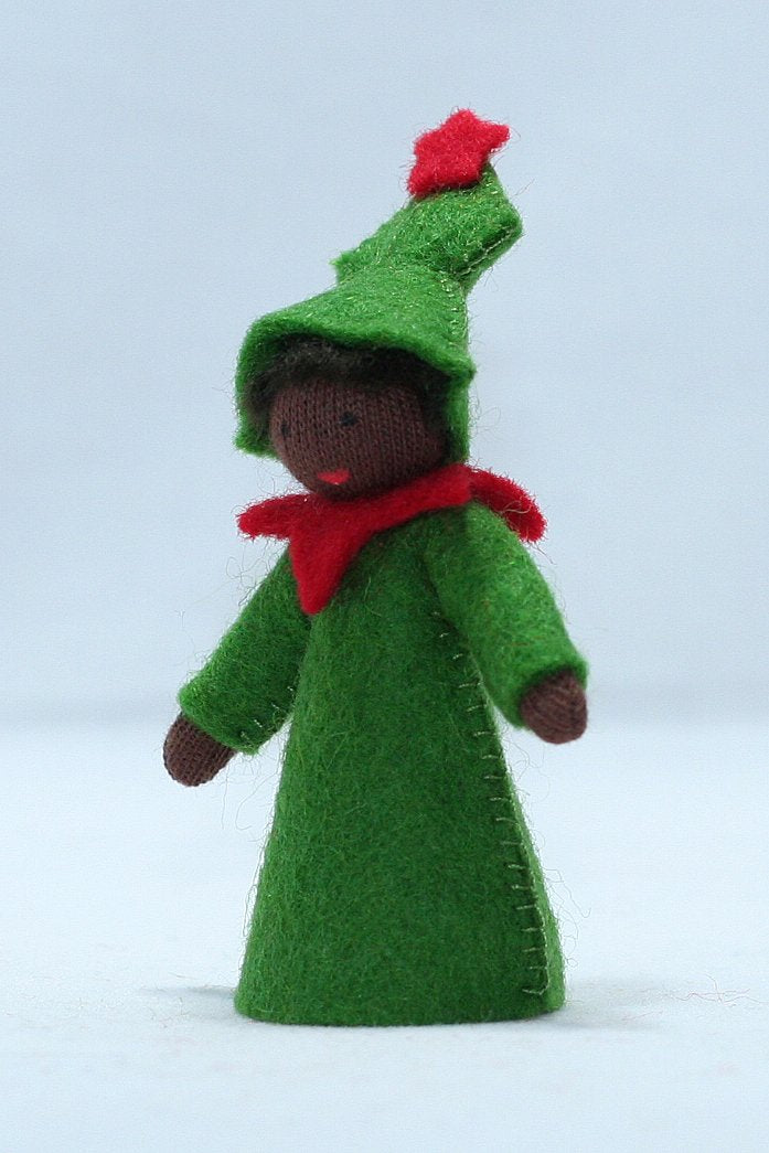 Christmas Tree Prince Felted Waldorf Doll - Four Skin Colors