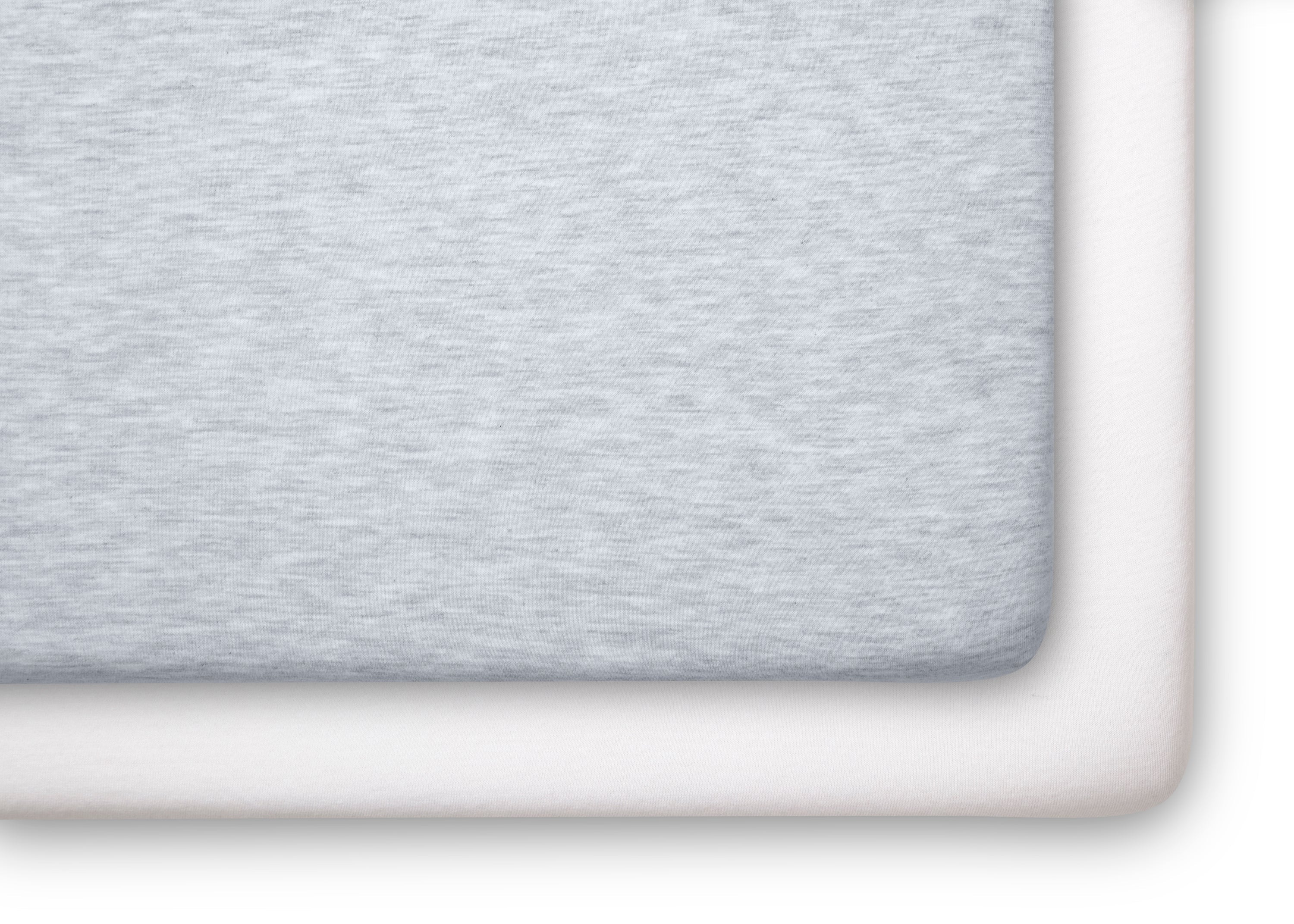 Fitted Crib Sheets - 2 Pack, White & Heather Grey