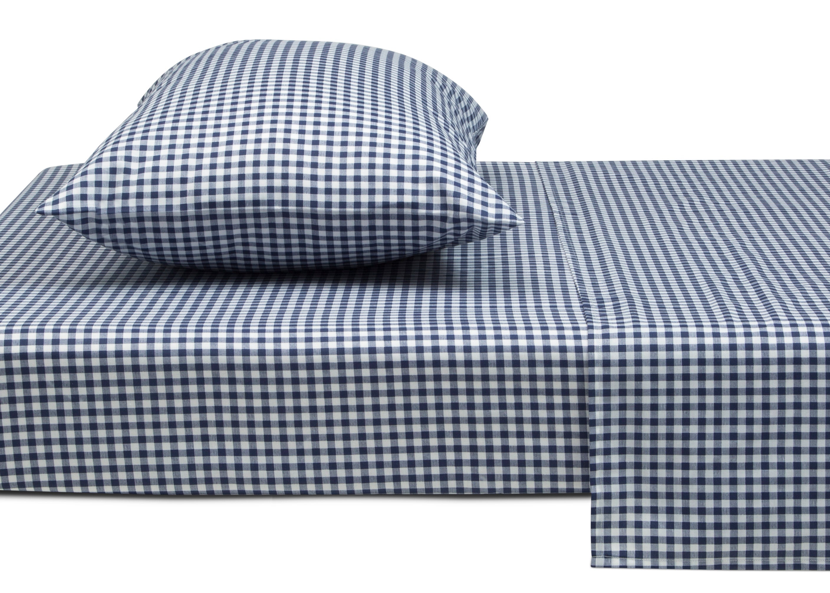 Navy Gingham 3-Piece Twin Sheet Set
