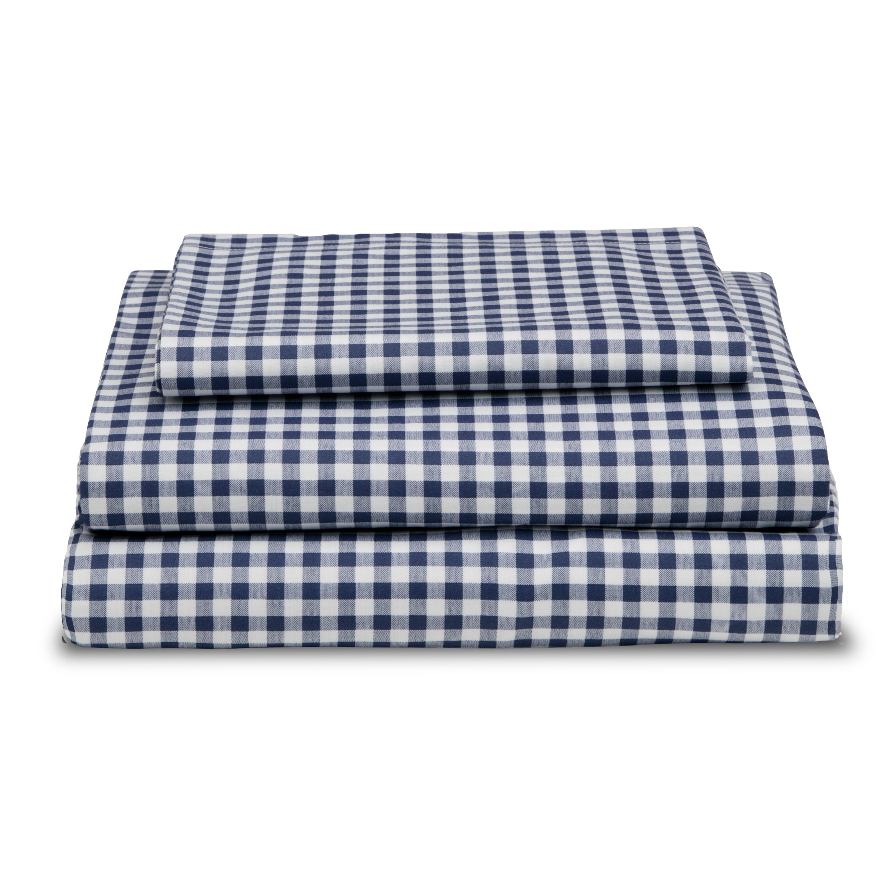 Navy Gingham 3-Piece Twin Sheet Set